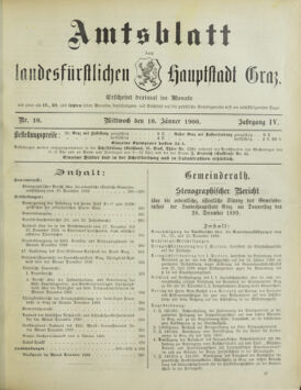 Amtsblatt der landesfürstlichen Hauptstadt Graz 19000110 Seite: 1