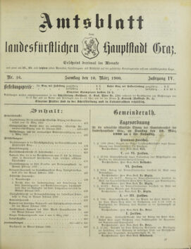 Amtsblatt der landesfürstlichen Hauptstadt Graz 19000310 Seite: 1