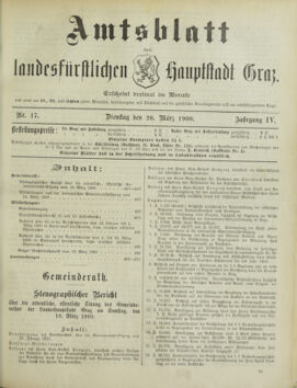 Amtsblatt der landesfürstlichen Hauptstadt Graz 19000320 Seite: 1