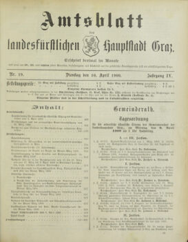 Amtsblatt der landesfürstlichen Hauptstadt Graz 19000410 Seite: 1