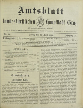 Amtsblatt der landesfürstlichen Hauptstadt Graz 19000420 Seite: 1