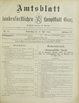 Amtsblatt der landesfürstlichen Hauptstadt Graz 19000510 Seite: 1