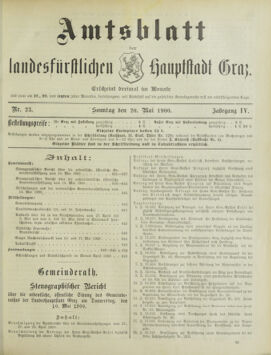 Amtsblatt der landesfürstlichen Hauptstadt Graz 19000520 Seite: 1