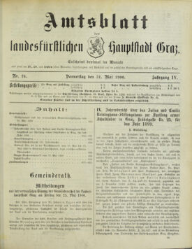 Amtsblatt der landesfürstlichen Hauptstadt Graz 19000531 Seite: 1