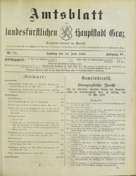 Amtsblatt der landesfürstlichen Hauptstadt Graz 19000610 Seite: 1