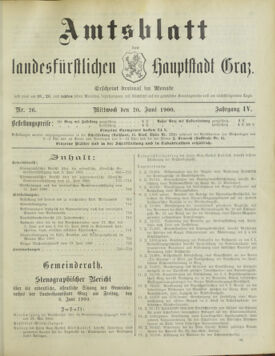 Amtsblatt der landesfürstlichen Hauptstadt Graz 19000620 Seite: 1