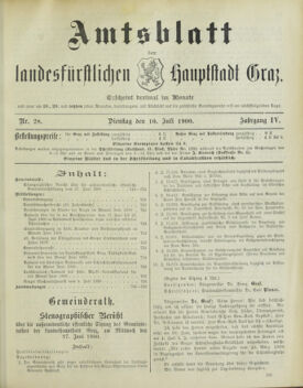 Amtsblatt der landesfürstlichen Hauptstadt Graz 19000710 Seite: 1