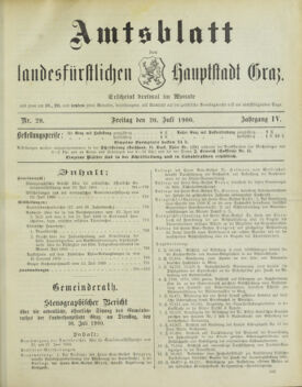 Amtsblatt der landesfürstlichen Hauptstadt Graz 19000720 Seite: 1