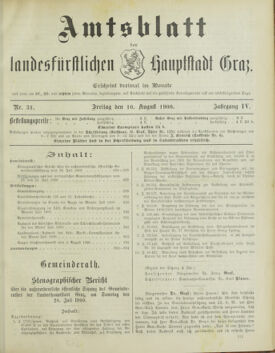 Amtsblatt der landesfürstlichen Hauptstadt Graz 19000810 Seite: 1