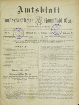 Amtsblatt der landesfürstlichen Hauptstadt Graz 19001010 Seite: 1