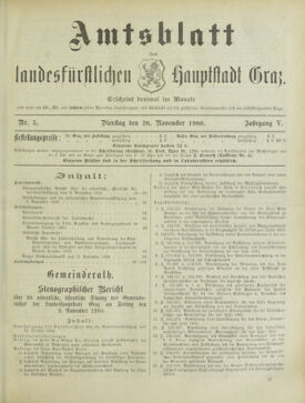 Amtsblatt der landesfürstlichen Hauptstadt Graz 19001120 Seite: 1