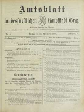 Amtsblatt der landesfürstlichen Hauptstadt Graz 19001130 Seite: 1