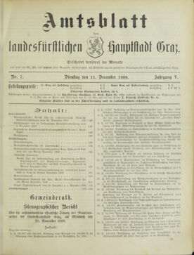 Amtsblatt der landesfürstlichen Hauptstadt Graz 19001211 Seite: 1