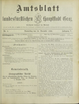 Amtsblatt der landesfürstlichen Hauptstadt Graz 19001220 Seite: 1