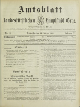 Amtsblatt der landesfürstlichen Hauptstadt Graz 19010131 Seite: 1