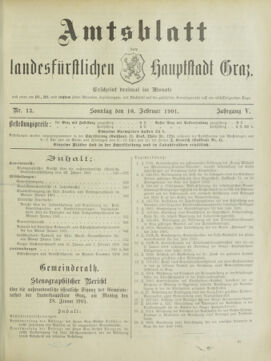 Amtsblatt der landesfürstlichen Hauptstadt Graz 19010210 Seite: 1