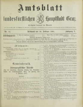 Amtsblatt der landesfürstlichen Hauptstadt Graz 19010220 Seite: 1