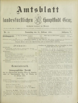 Amtsblatt der landesfürstlichen Hauptstadt Graz 19010228 Seite: 1