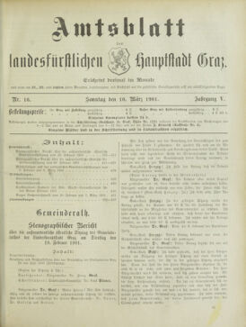 Amtsblatt der landesfürstlichen Hauptstadt Graz 19010310 Seite: 1