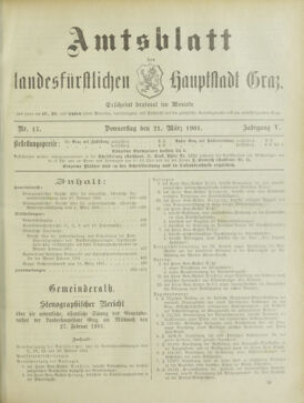 Amtsblatt der landesfürstlichen Hauptstadt Graz 19010321 Seite: 1