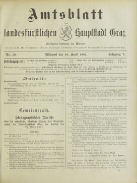 Amtsblatt der landesfürstlichen Hauptstadt Graz 19010410 Seite: 1