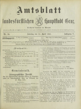 Amtsblatt der landesfürstlichen Hauptstadt Graz 19010421 Seite: 1