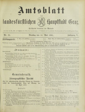 Amtsblatt der landesfürstlichen Hauptstadt Graz 19010521 Seite: 1