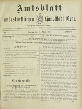 Amtsblatt der landesfürstlichen Hauptstadt Graz 19010531 Seite: 1