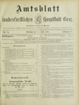 Amtsblatt der landesfürstlichen Hauptstadt Graz 19010611 Seite: 1