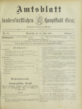 Amtsblatt der landesfürstlichen Hauptstadt Graz 19010620 Seite: 1