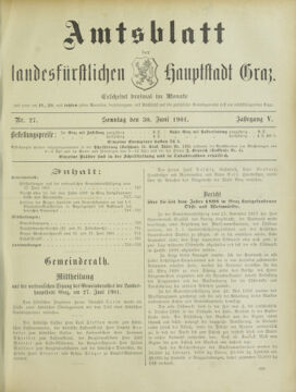 Amtsblatt der landesfürstlichen Hauptstadt Graz 19010630 Seite: 1