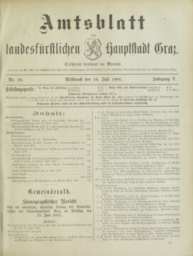 Amtsblatt der landesfürstlichen Hauptstadt Graz 19010710 Seite: 1