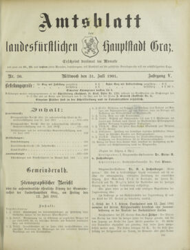 Amtsblatt der landesfürstlichen Hauptstadt Graz 19010731 Seite: 1