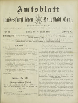 Amtsblatt der landesfürstlichen Hauptstadt Graz 19010810 Seite: 1