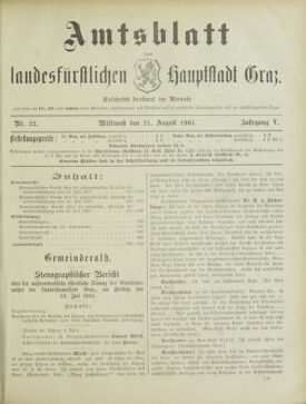 Amtsblatt der landesfürstlichen Hauptstadt Graz 19010821 Seite: 1