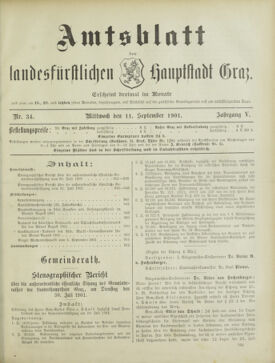 Amtsblatt der landesfürstlichen Hauptstadt Graz 19010911 Seite: 1