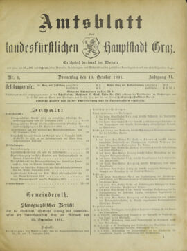 Amtsblatt der landesfürstlichen Hauptstadt Graz 19011010 Seite: 1