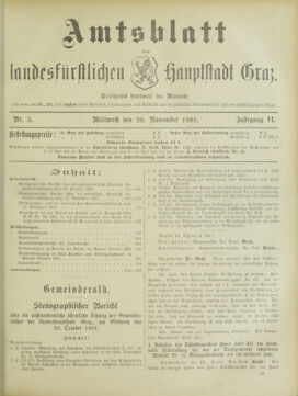 Amtsblatt der landesfürstlichen Hauptstadt Graz 19011120 Seite: 1