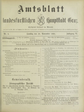 Amtsblatt der landesfürstlichen Hauptstadt Graz 19011130 Seite: 1