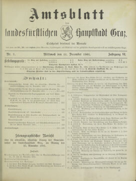 Amtsblatt der landesfürstlichen Hauptstadt Graz 19011211 Seite: 1