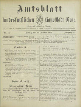 Amtsblatt der landesfürstlichen Hauptstadt Graz 19020211 Seite: 1