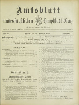 Amtsblatt der landesfürstlichen Hauptstadt Graz 19020228 Seite: 1