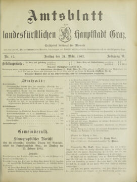 Amtsblatt der landesfürstlichen Hauptstadt Graz 19020321 Seite: 1