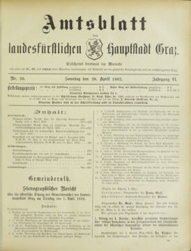 Amtsblatt der landesfürstlichen Hauptstadt Graz 19020420 Seite: 1