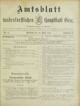 Amtsblatt der landesfürstlichen Hauptstadt Graz 19020430 Seite: 1