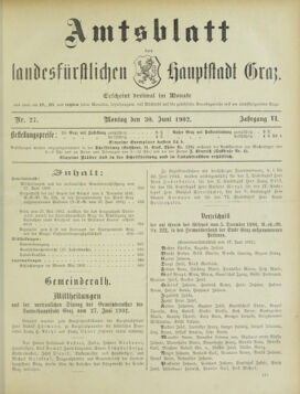 Amtsblatt der landesfürstlichen Hauptstadt Graz 19020630 Seite: 1