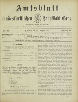 Amtsblatt der landesfürstlichen Hauptstadt Graz 19020820 Seite: 1