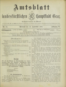 Amtsblatt der landesfürstlichen Hauptstadt Graz 19020910 Seite: 1