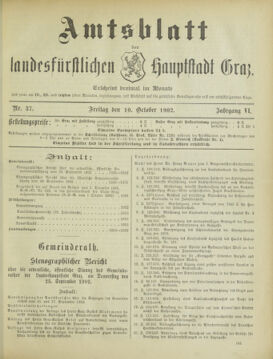 Amtsblatt der landesfürstlichen Hauptstadt Graz 19021010 Seite: 1