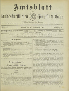 Amtsblatt der landesfürstlichen Hauptstadt Graz 19021121 Seite: 1